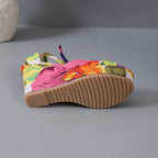 Multicoloured open-toe wedge shoe