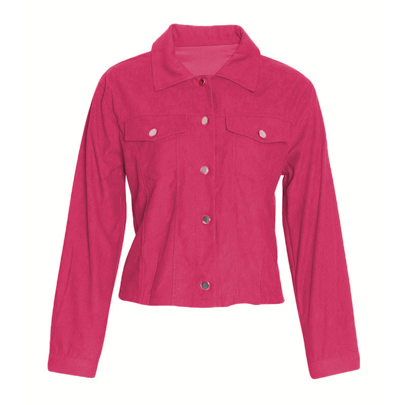 Veste boutonné avec poches manches longues en velours côtelé - Chic&Shines