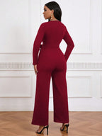 Combinaison pantalon col V manches longues