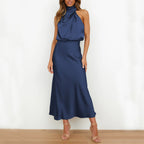 Sleeveless high-neck maxi dress