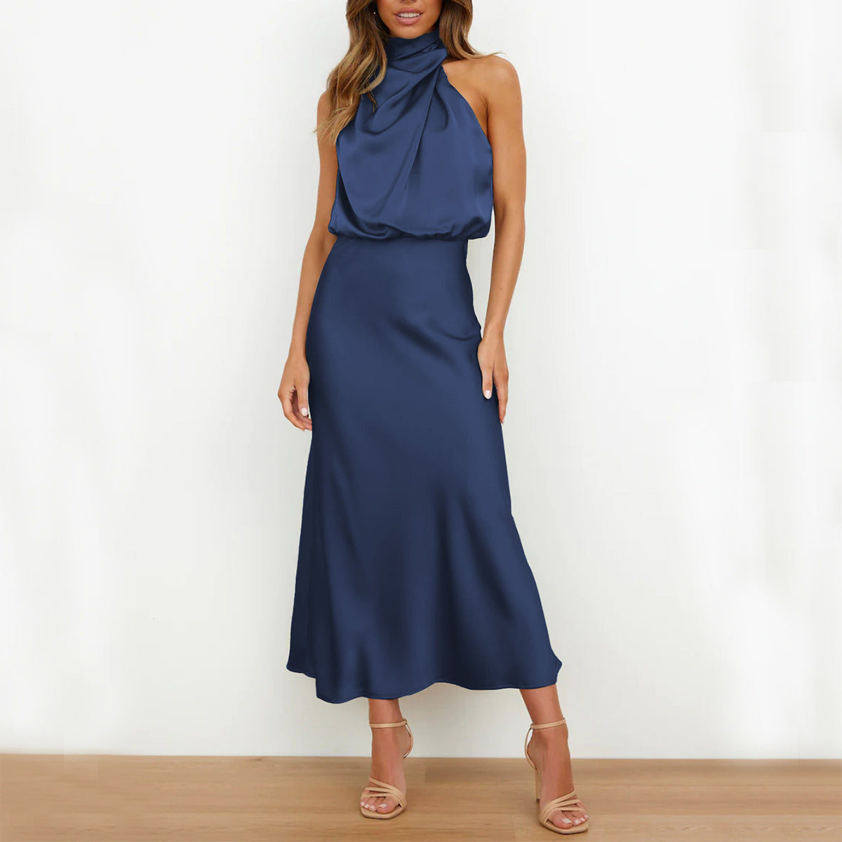 Sleeveless high-neck maxi dress