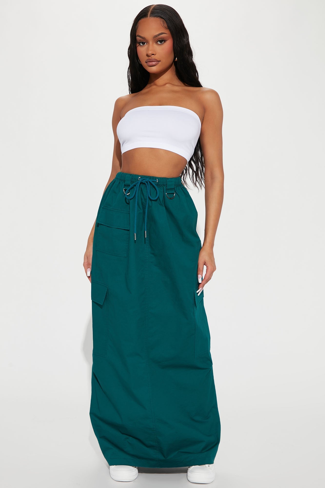 Jupe longue cargo Cool Girl - Bleu sarcelle