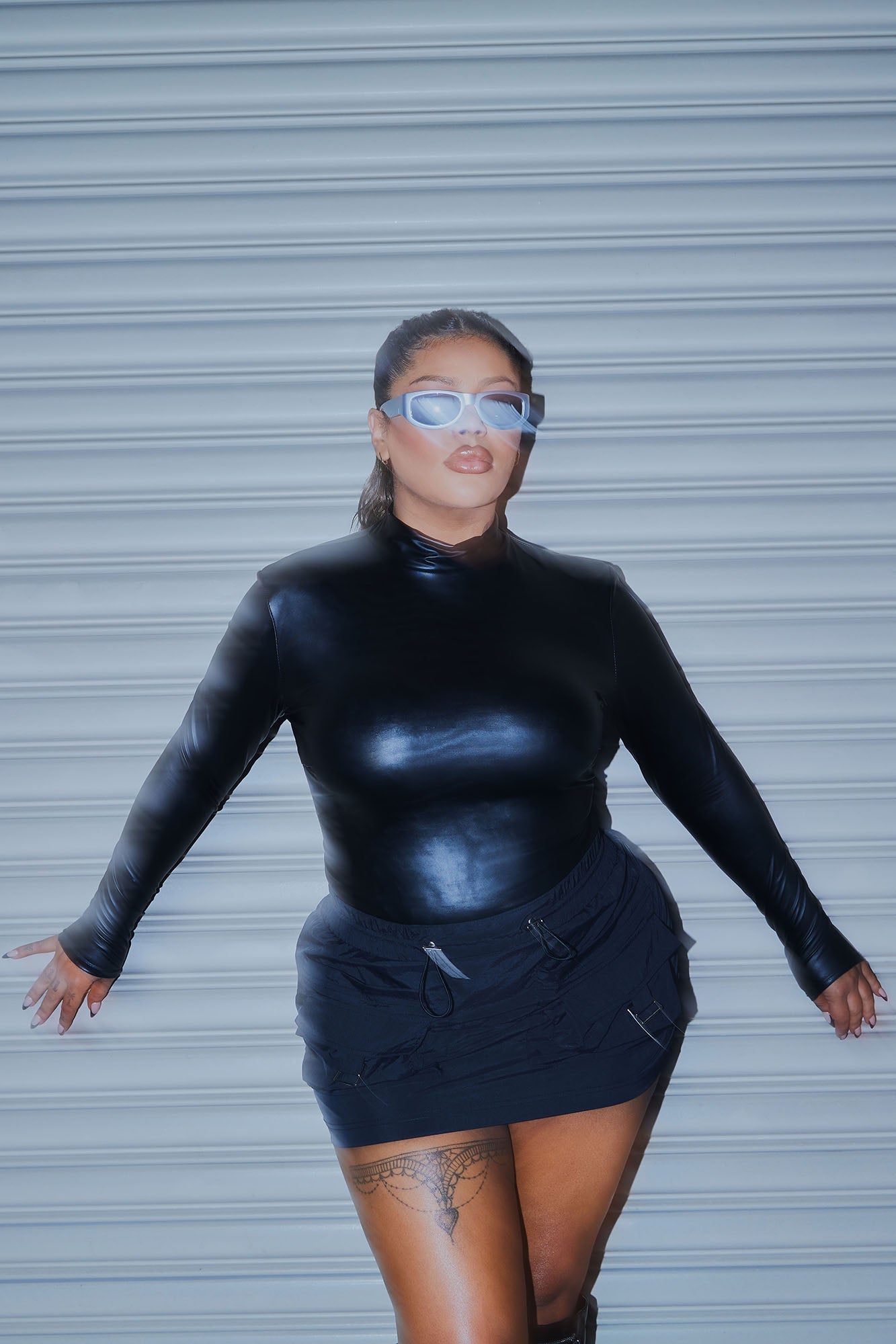 Mini-jupe cargo en nylon micro Still Got It - Noir