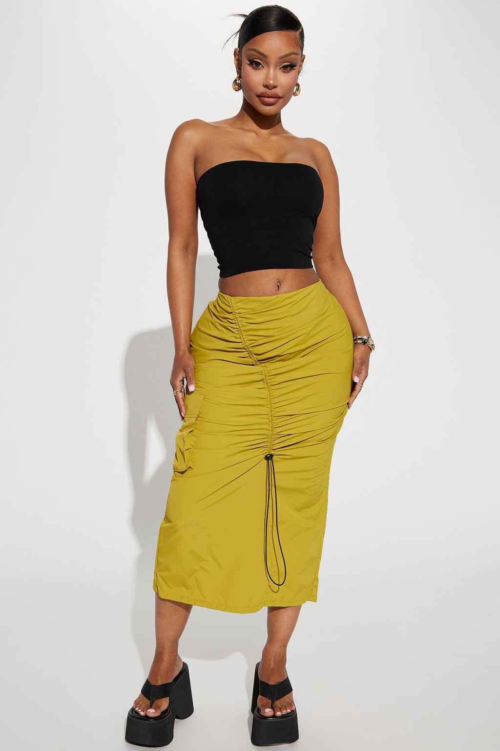 Feel This Good Cargo Maxi Skirt - Chartreuse
