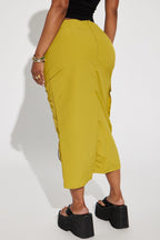 Feel This Good Cargo Maxi Skirt - Chartreuse