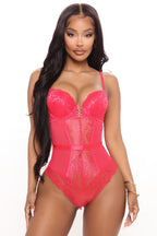 Body Teddy En Dentelle Love Me Jusqu'à La Fin - Rouge