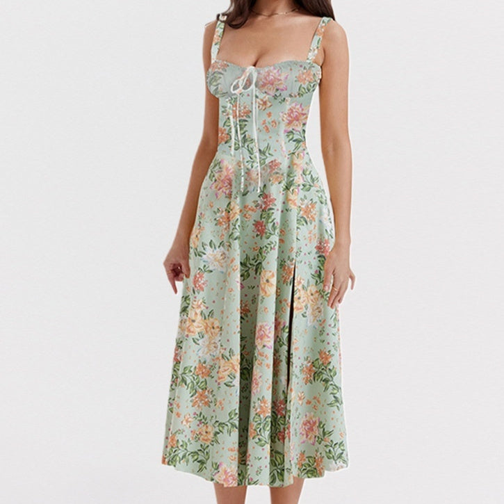 Robe dos nu à imprimé floral – Style élégant et sensuel