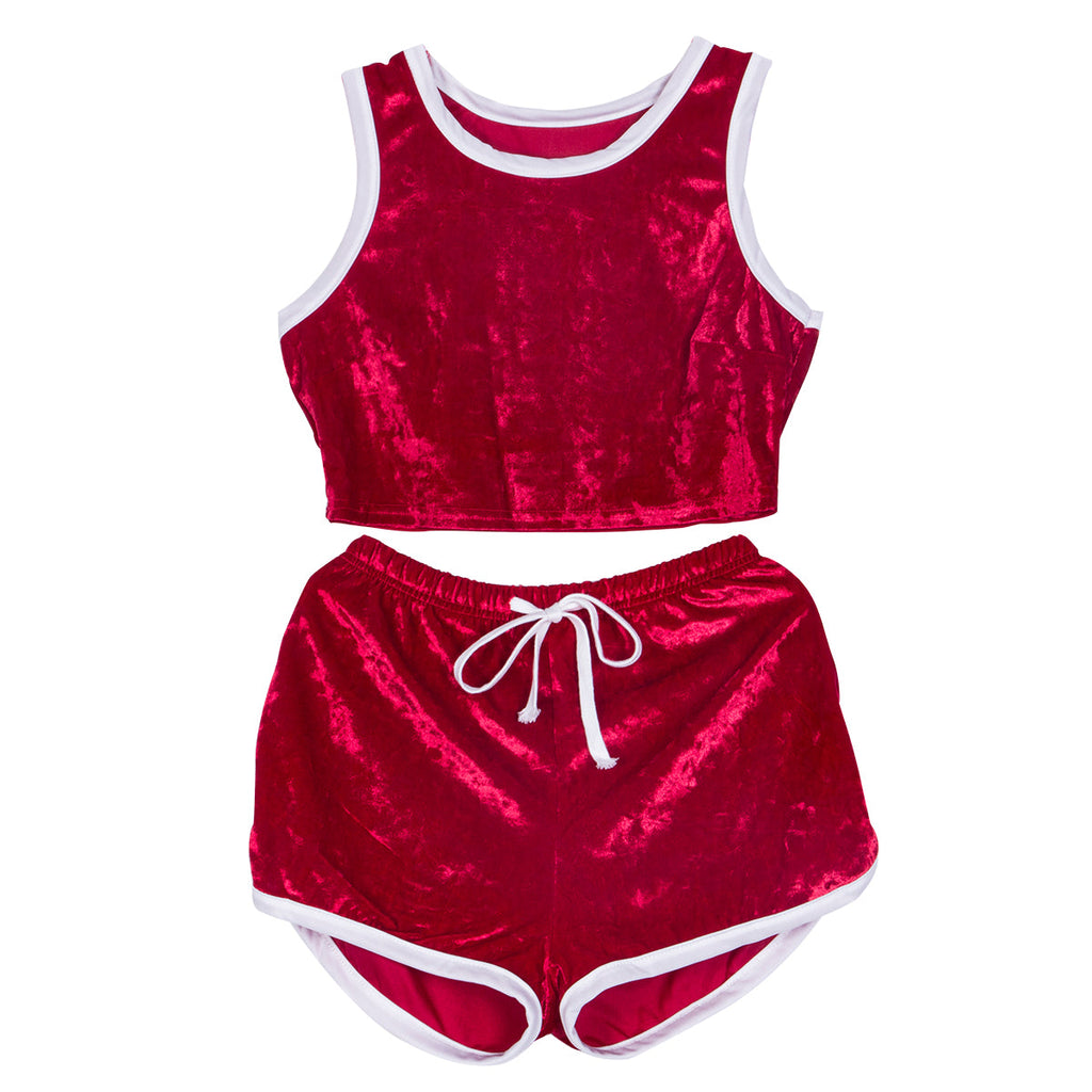 Ensemble haut et short en velour