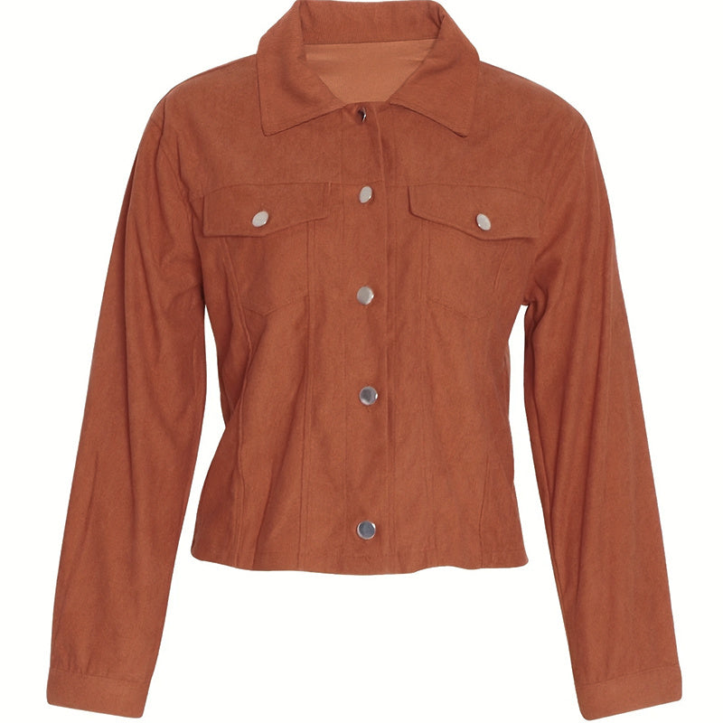 Veste boutonné avec poches manches longues en velours côtelé - Chic&Shines