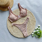 Violette — Maillot de bain taille haute marron