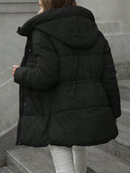 Mid-length quilted hooded coat