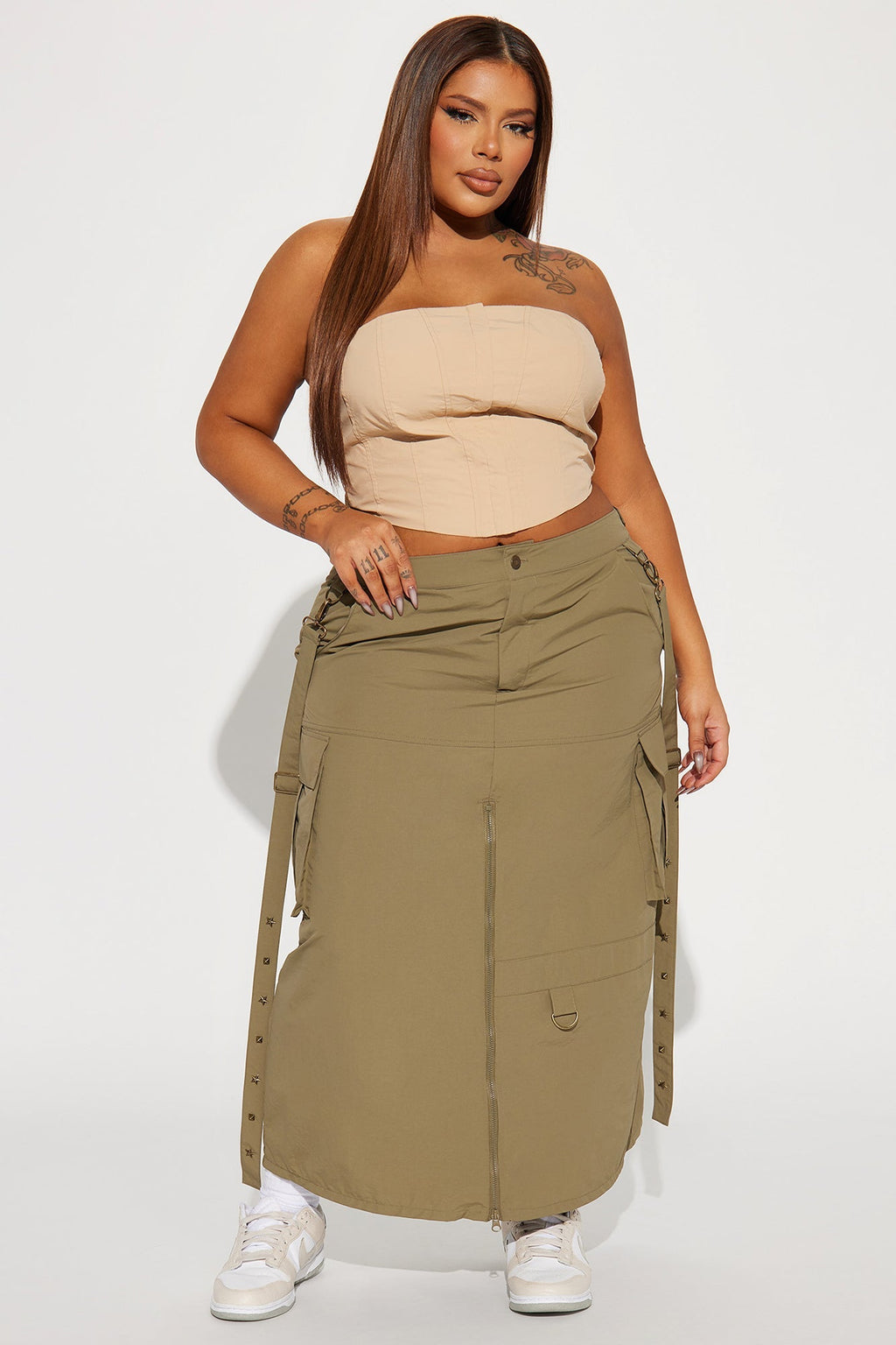 Double Play utility maxi skirt - Olive