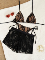 Mauve — Ensemble trois pièces en dentelle noir