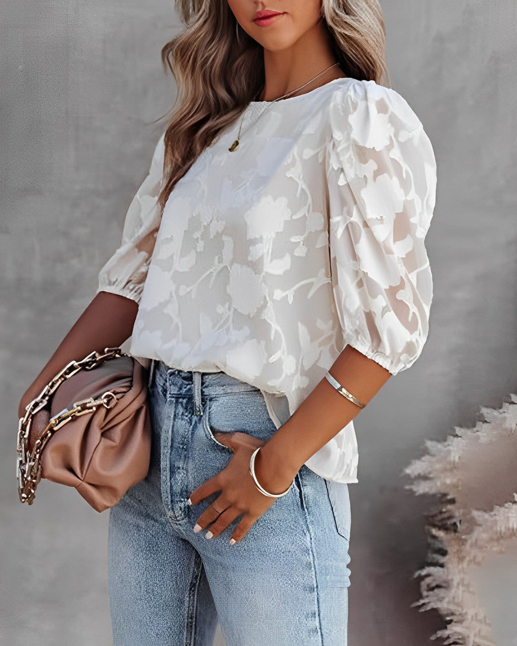 Dorothea - Chemise en mousseline de soie à manches bouffantes pour l'automne