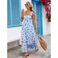 High-Waisted Floral Print Dress — Soft Elegance