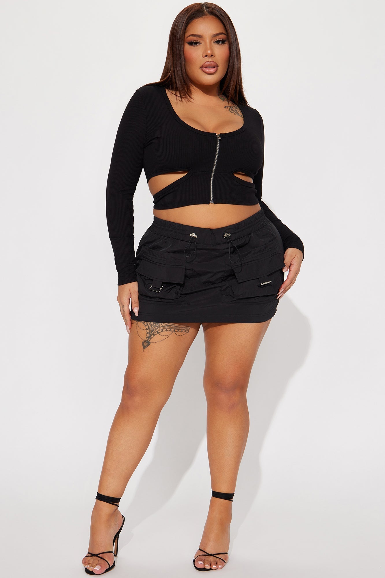Mini-jupe cargo en nylon micro Still Got It - Noir