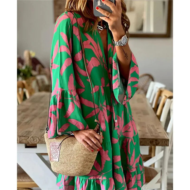 Boat Neck Long Sleeve Dress