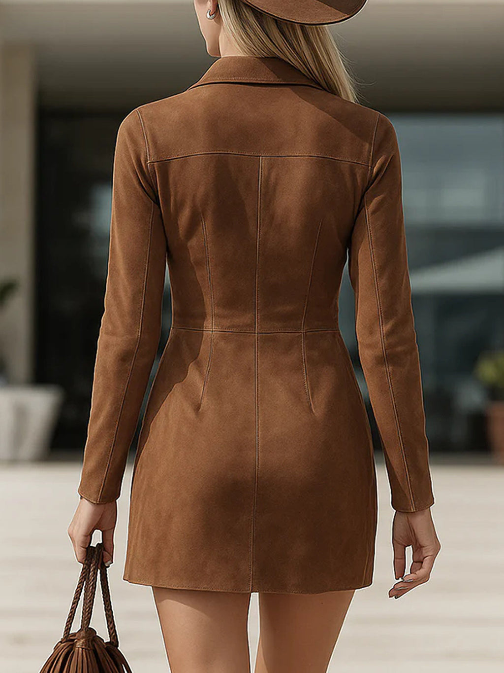 Casual long-sleeved fringed dress
