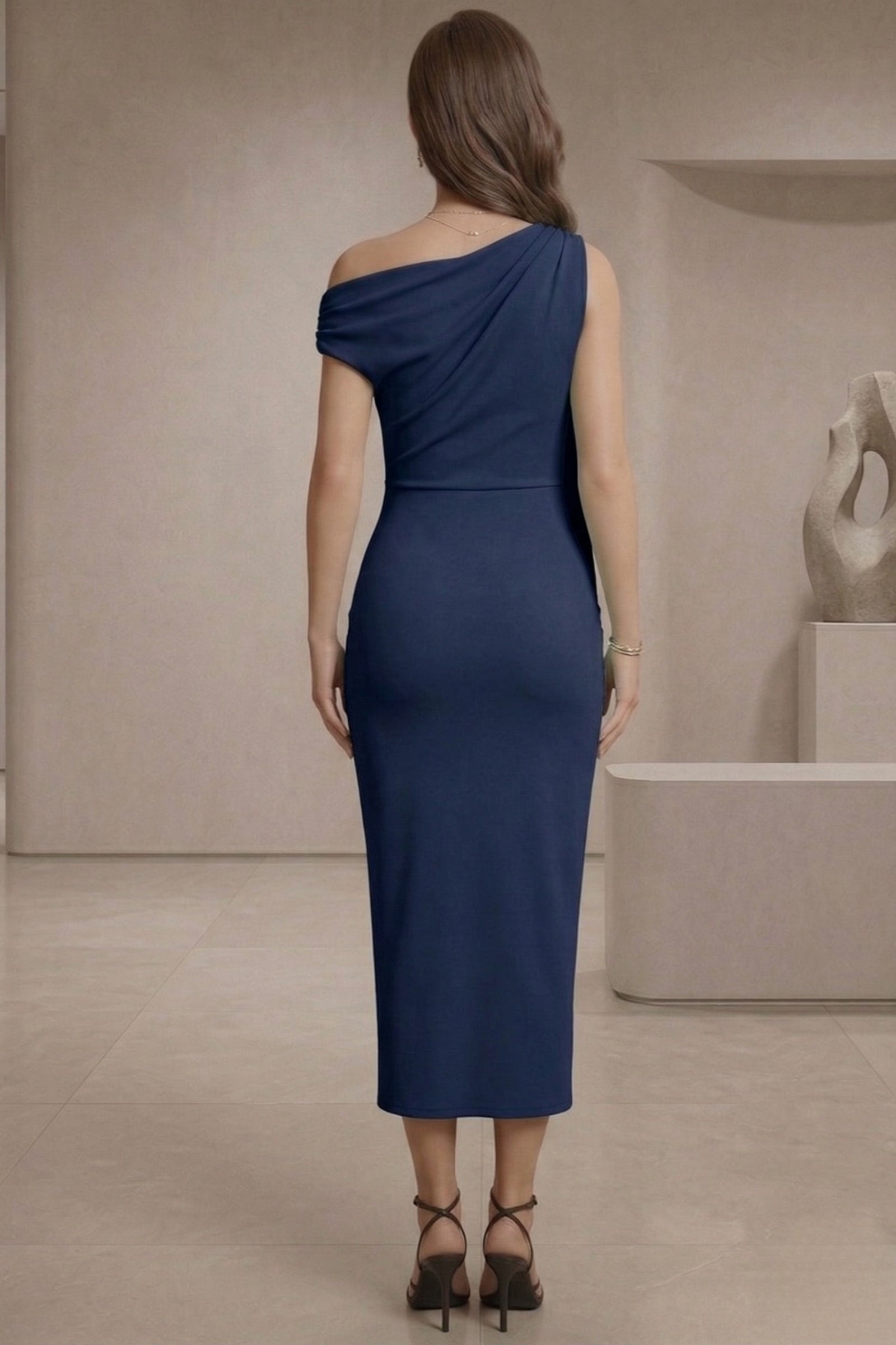 Sage green wrap neck midi dress