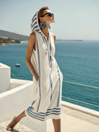 Robe midi sans manches avec capuche et poches