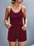 Combinaison short à bretelles métalliques - Chic&Shines
