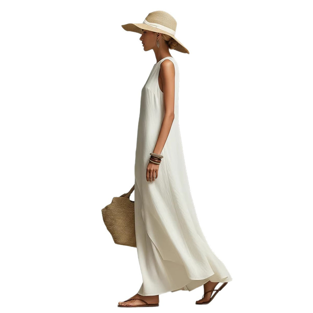Robe longue asymétrique coupe épurée