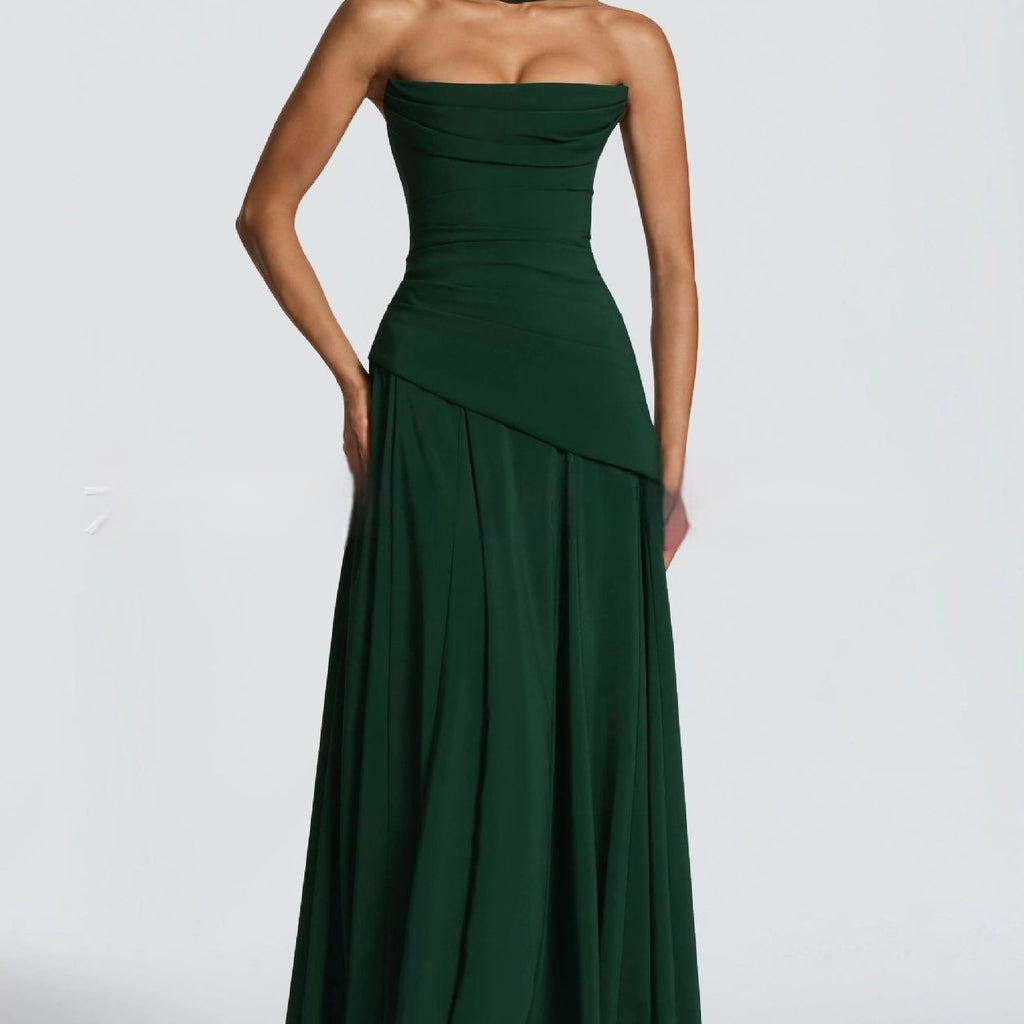 Robe de soirée fourreau sans manches teinte unie
