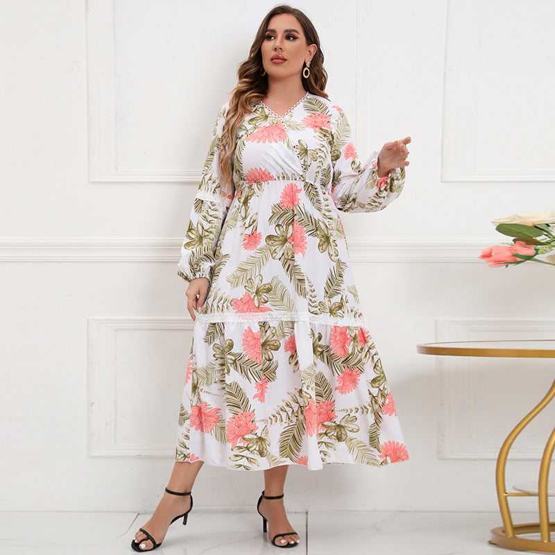 Pink and white patchwork maxi dress — Generous fit