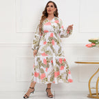 Pink and white patchwork maxi dress — Generous fit