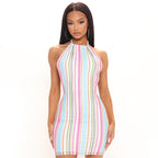 Robe courte rayée dos nu - Chic&Shines
