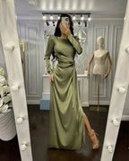 Robe de soirée manches longues jupe fendu - Chic&Shines