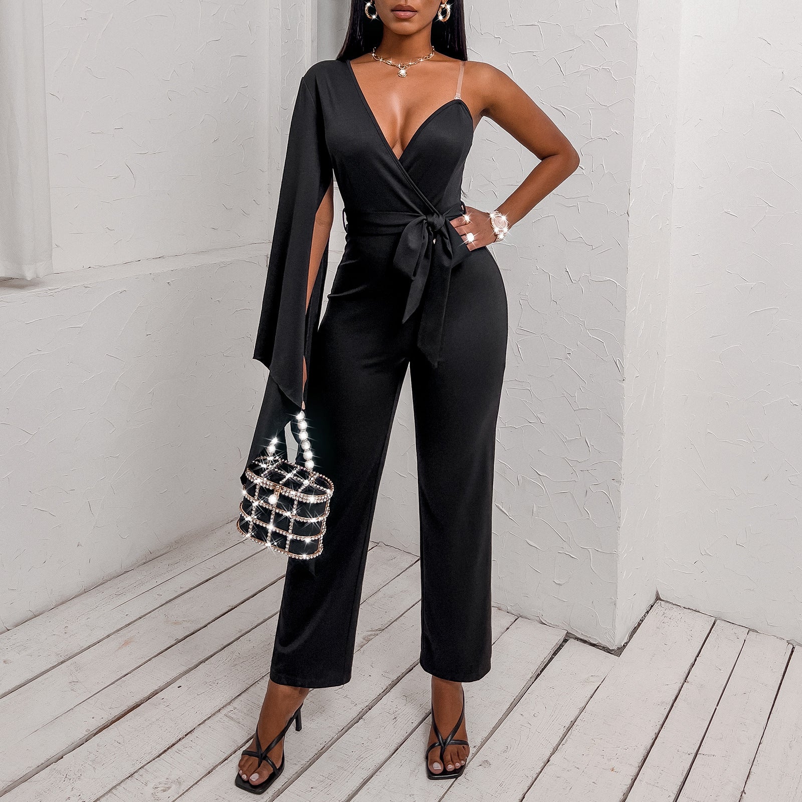 Combinaison pantalon à une épaule volante - Chic&Shines
