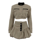 Long-sleeve shirt and mini skirt set