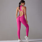 Combinaison pantalon de sport à fermeture éclair dos nu - Chic&Shines
