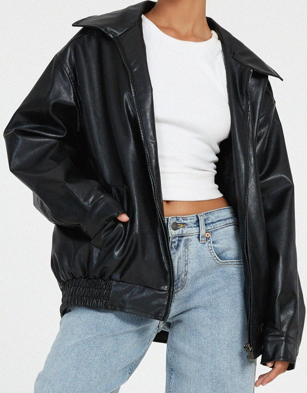 Stylish oversized leather jacket - Comfortable and trendy for everyday wear