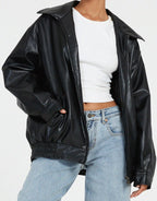 Stylish oversized leather jacket - Comfortable and trendy for everyday wear