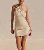 Robe mini coton pur col noué dos nu
