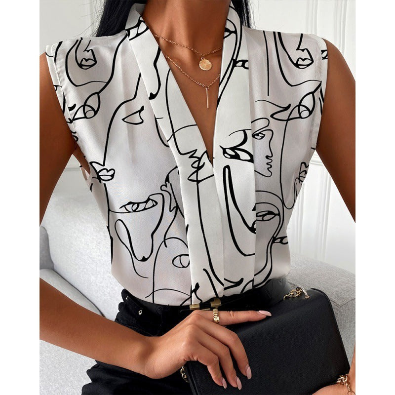 Haut sans manches col V imprimé - Chic&Shines