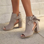 Chaussures à talon épais en daim