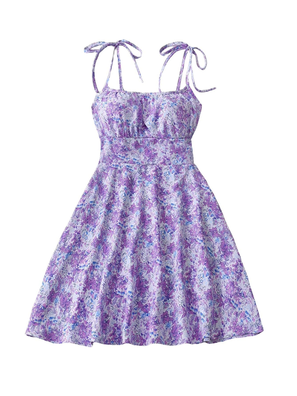 Floral print summer dress, elegant A-line cut