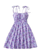 Floral print summer dress, elegant A-line cut