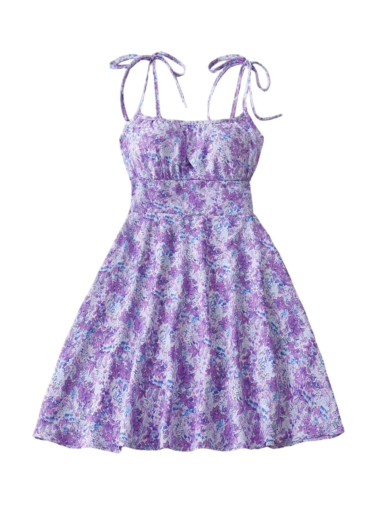 Floral print summer dress, elegant A-line cut