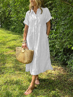 Robe rayée lin et coton – Élégance intemporelle