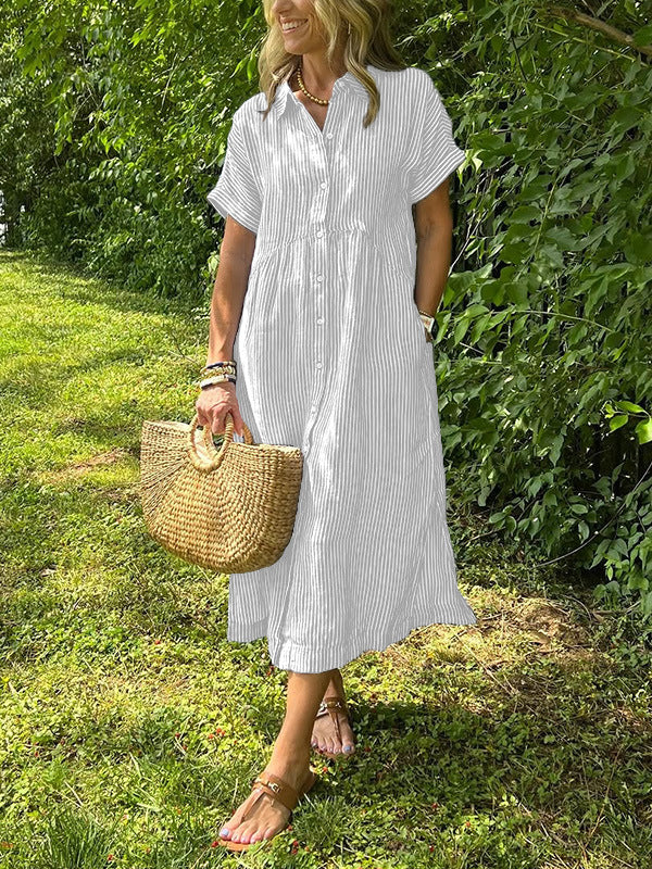 Robe rayée lin et coton – Élégance intemporelle