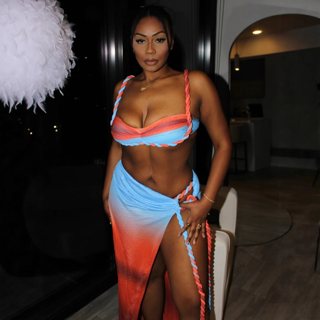 Dalida — Blue Beach Wrap Set