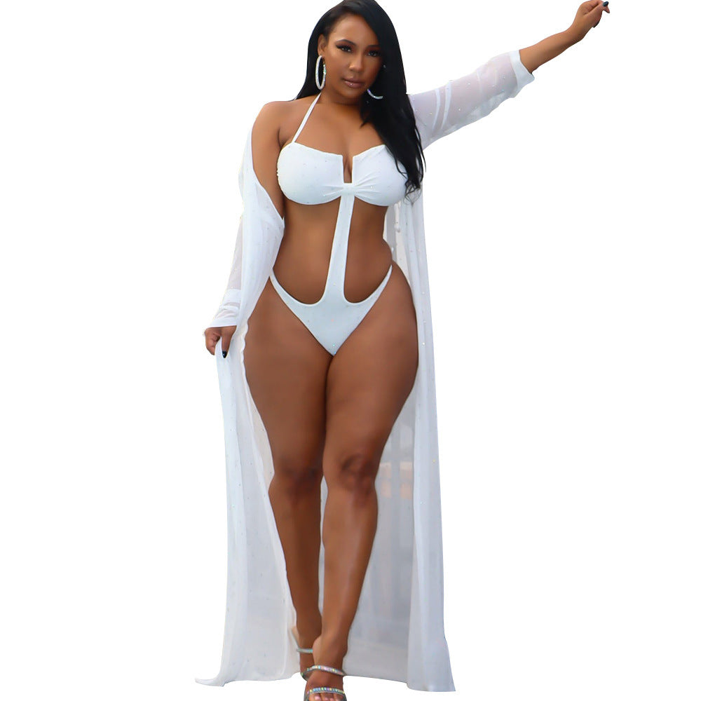 Maillot de bain manches longues et strass kimono - Chic&Shines