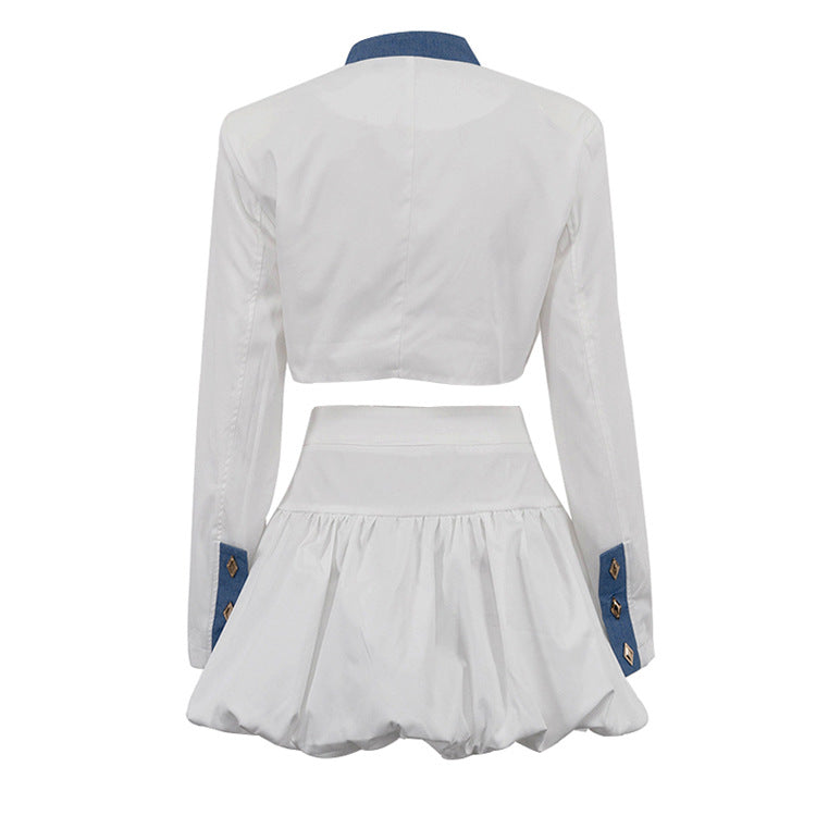 Long-sleeve shirt and mini skirt set
