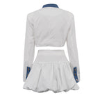 Long-sleeve shirt and mini skirt set