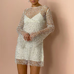 Clémence | Beaded Knit Winter Suspender Dress Set
