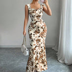 Robe à nouer imprimée taille haute